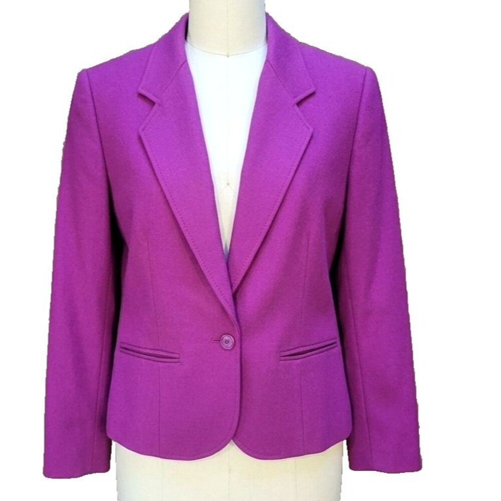 VTG Pendleton Blazer Womens 8 Magenta 100% Virgin Wool Quiet Luxury Made In USA